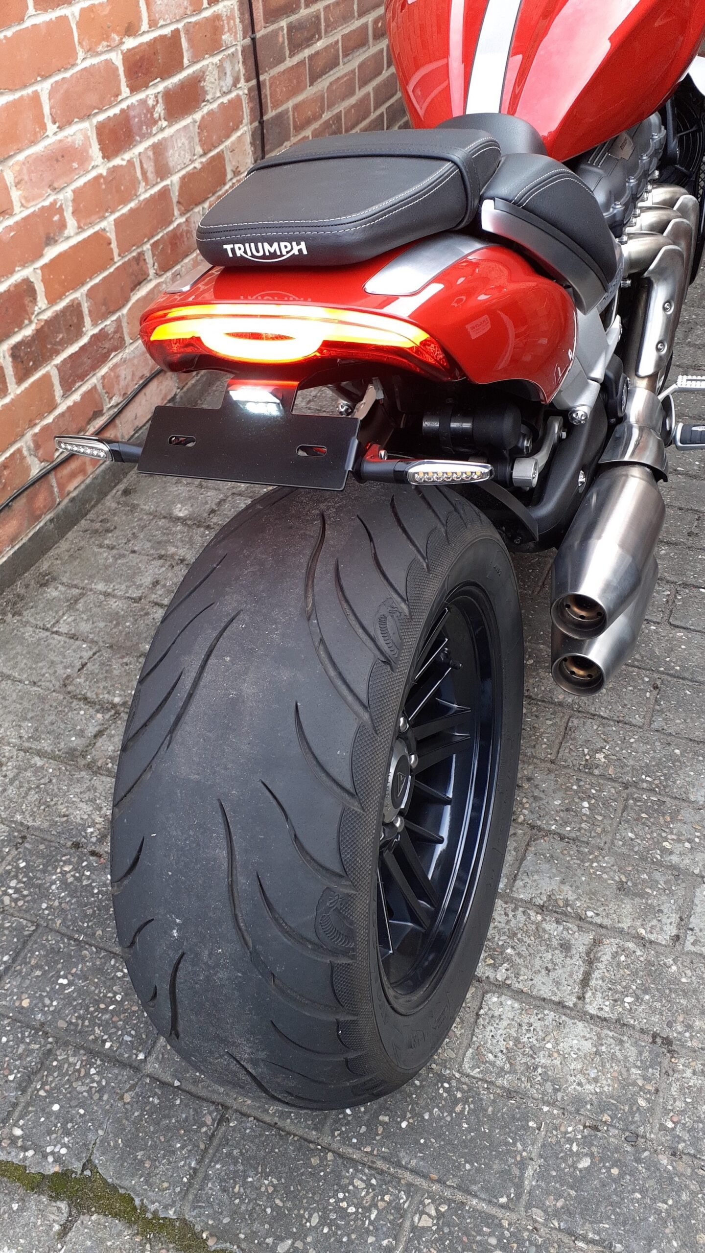 thumbnail image 2 of Triumph Rocket 3 R & GT Black Fork Nut Covers – Custom Logo, CNC Machined, UK Made 2 of 2